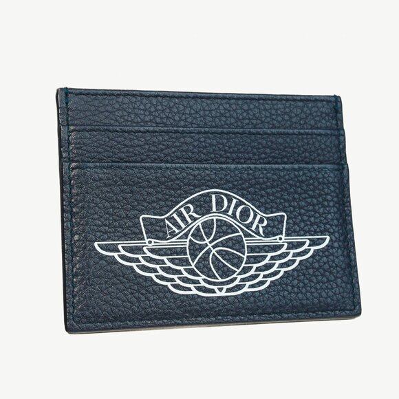 Dior Other - Dior x Air Jordan Wings Navy Leather Card Holder